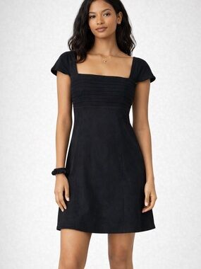 NWT Abercrombie & Fitch Black Square-Neck Short Sleeve Mini Dress